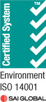 ISO 14001:2015 Environmental Management certified badge